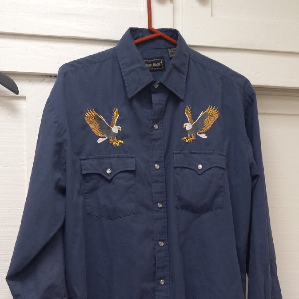 Navy Shirt with Eagle Embroidery